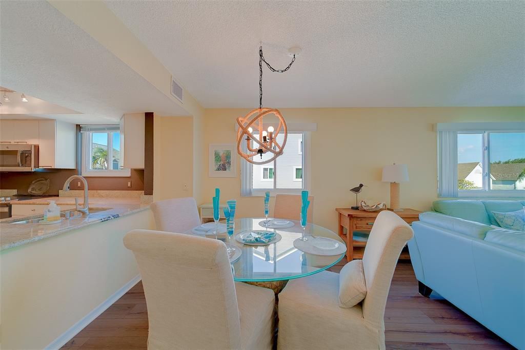 Chandelier, Dining room, Interior, Kitchen, Living room, Pendant Lights, Wood Texture Flooring