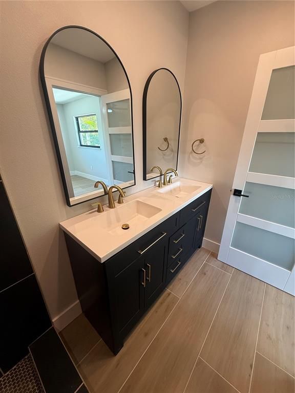 Bathroom, Dual Sink Vanities, Interior, Wood Texture Flooring