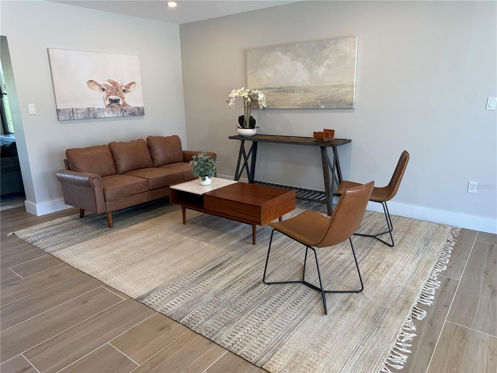 Interior, Living room, Recessed Lighting, Wood Texture Flooring