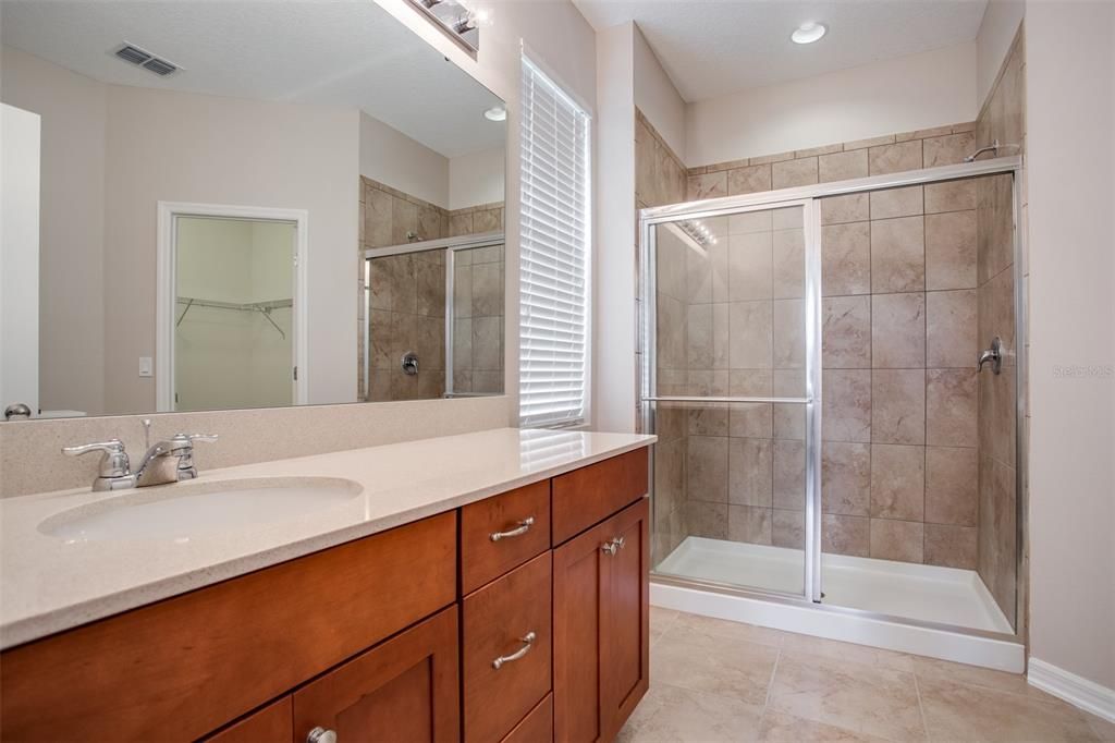 Bathroom, Dual Sink Vanities, Glass Shower, Interior, Recessed Lighting