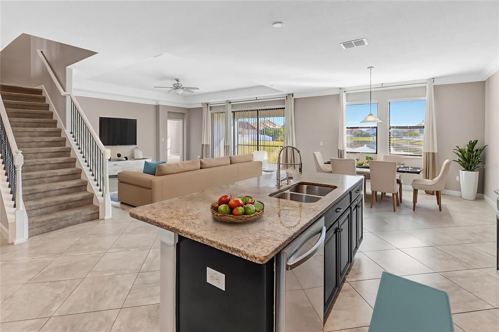 Dining room, Interior, Kitchen, Living room, Pendant Lights, Recessed Lighting