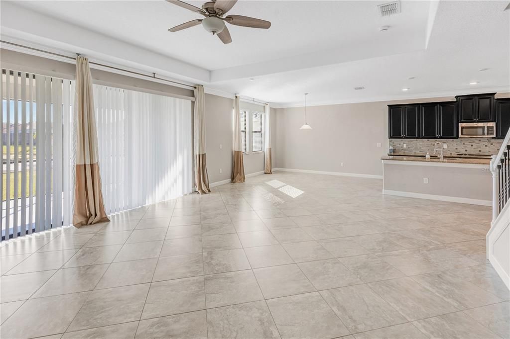 Empty room, Interior, Kitchen, Pendant Lights, Recessed Lighting
