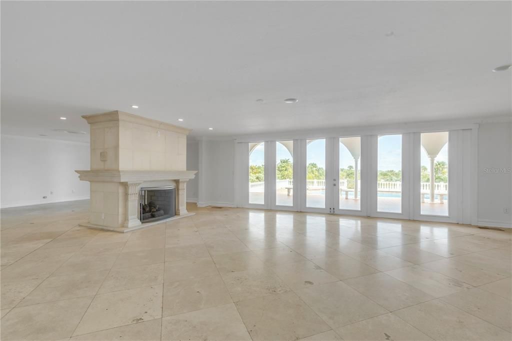 Empty room, Fireplace, Interior, Recessed Lighting
