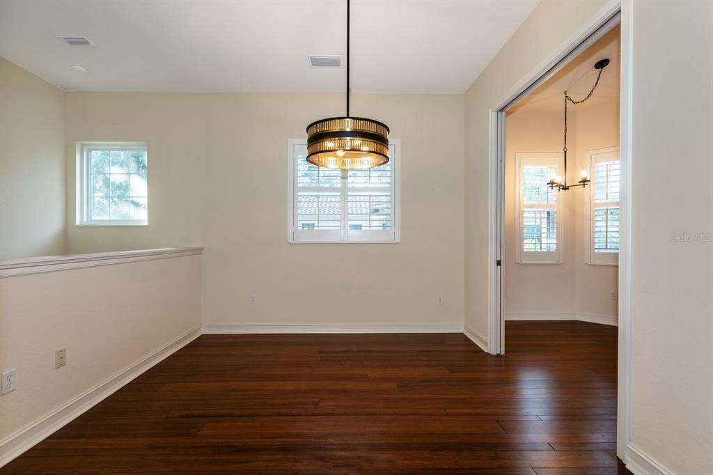 Empty room, Interior, Pendant Lights, Wood Texture Flooring