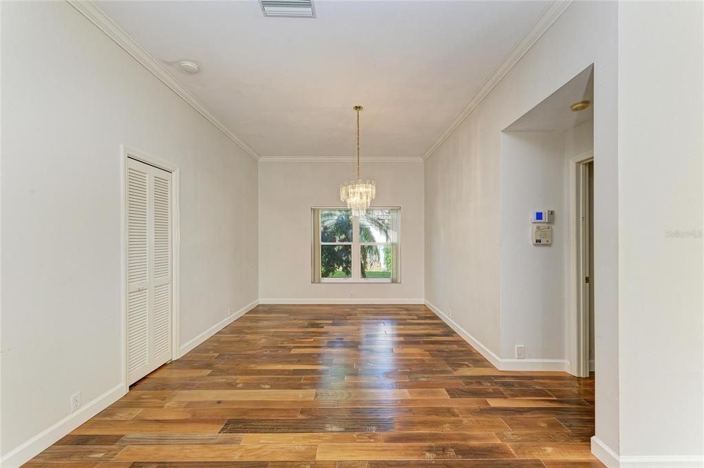 Chandelier, Empty room, Interior, Wood Texture Flooring