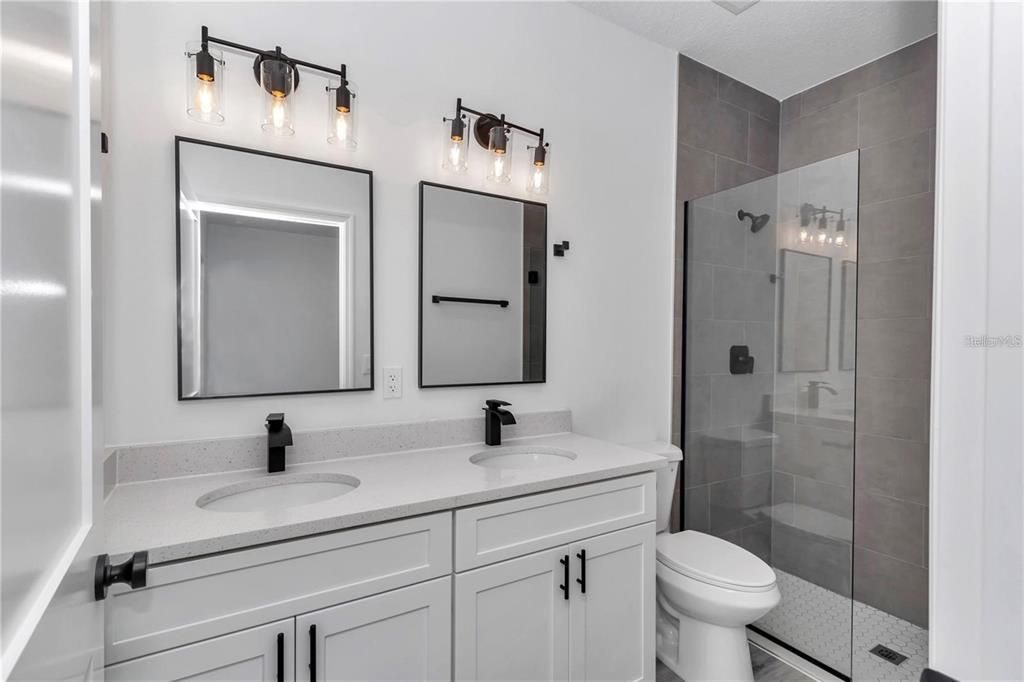 Bathroom, Dual Sink Vanities, Glass Shower, Interior