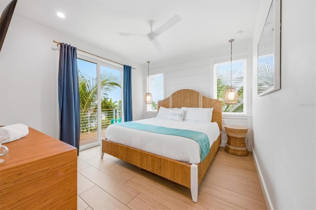 Bedroom, Interior, Pendant Lights, Recessed Lighting, Wood Texture Flooring