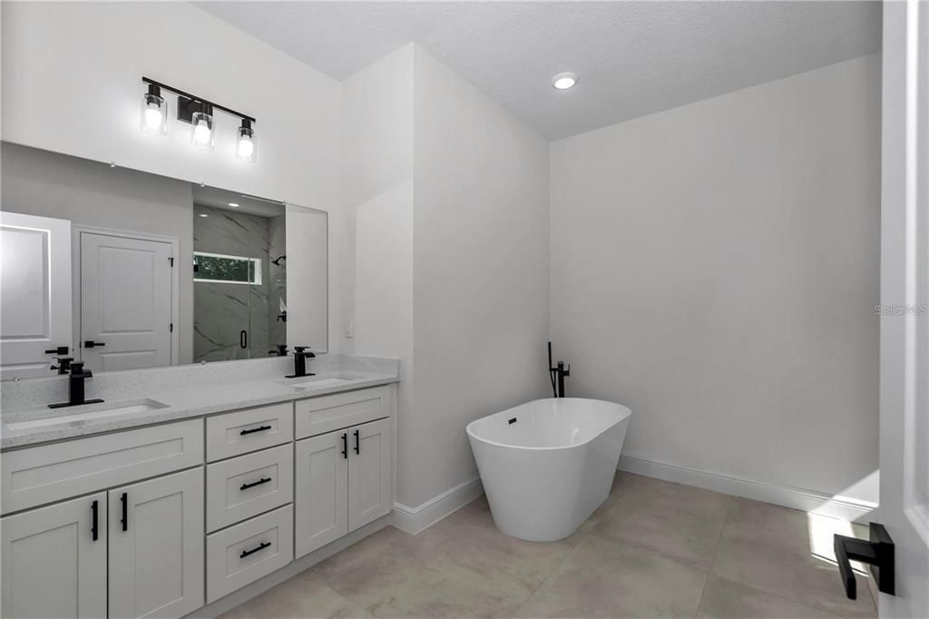 Bathroom, Dual Sink Vanities, Free Standing Baths, Interior, Recessed Lighting