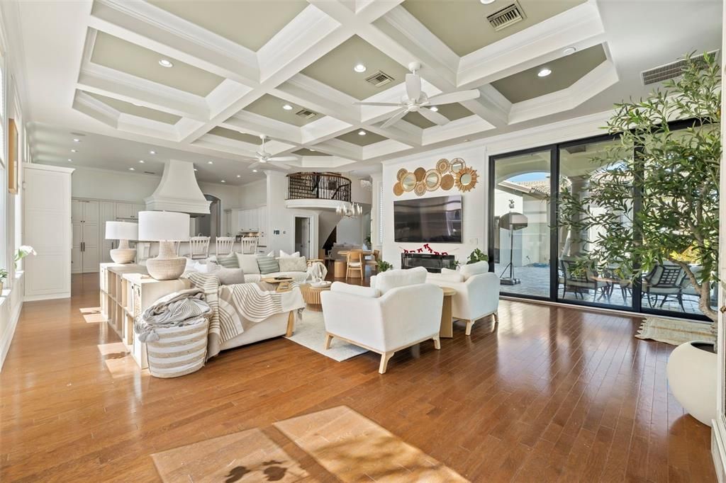 Interior, Kitchen, Living room, Recessed Lighting, Wood Texture Flooring