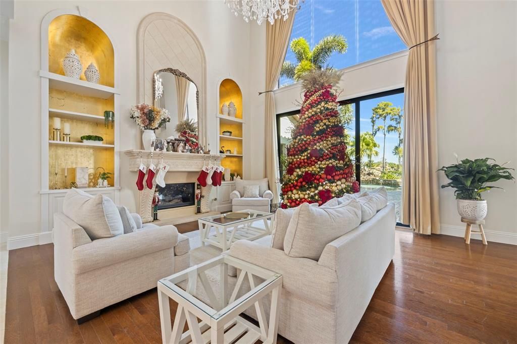 Chandelier, Fireplace, Interior, Living room, Wood Texture Flooring