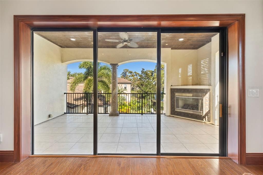 Fireplace, Interior, Recessed Lighting, Wood Texture Flooring