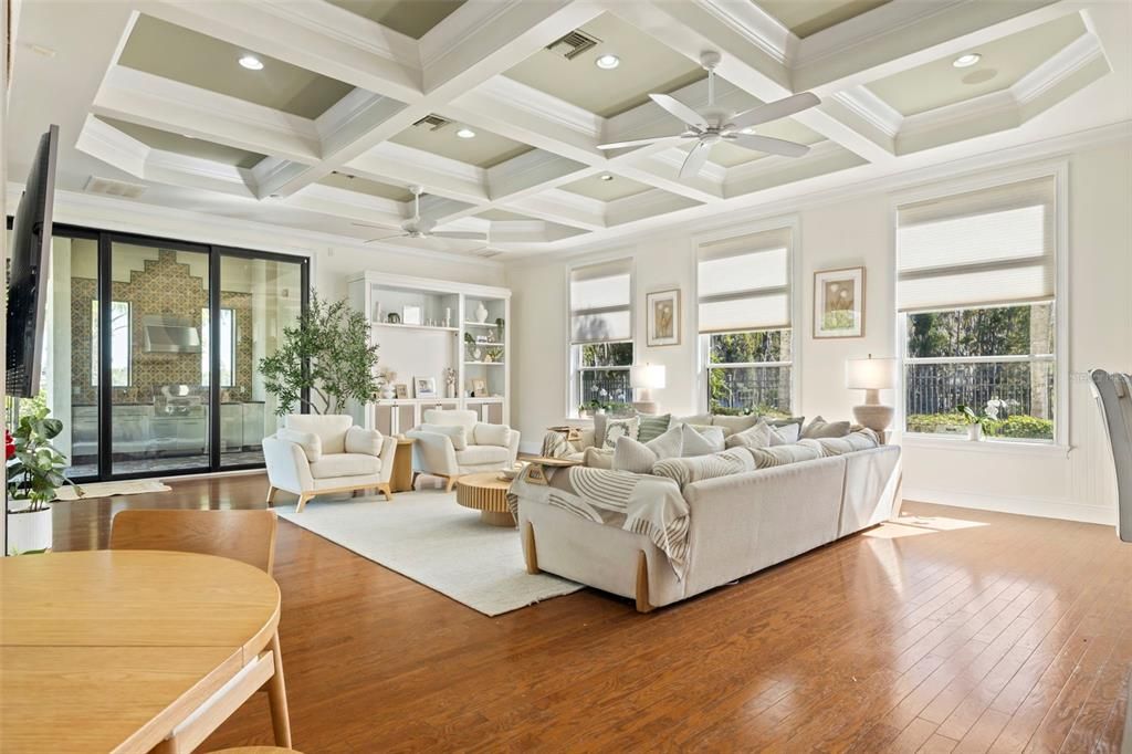 Interior, Living room, Recessed Lighting, Wood Texture Flooring