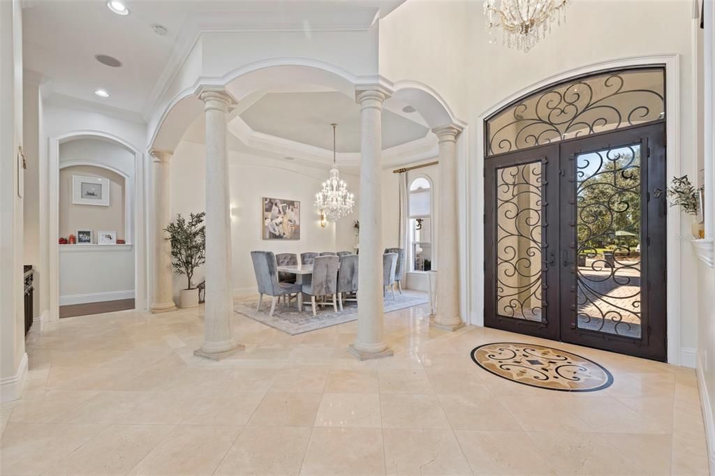Chandelier, Dining room, Interior, Recessed Lighting