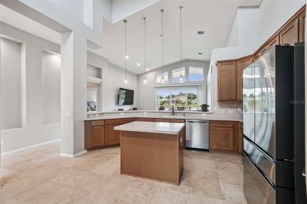 Interior, Kitchen, Pendant Lights, Recessed Lighting, Stainless Steel Appliances