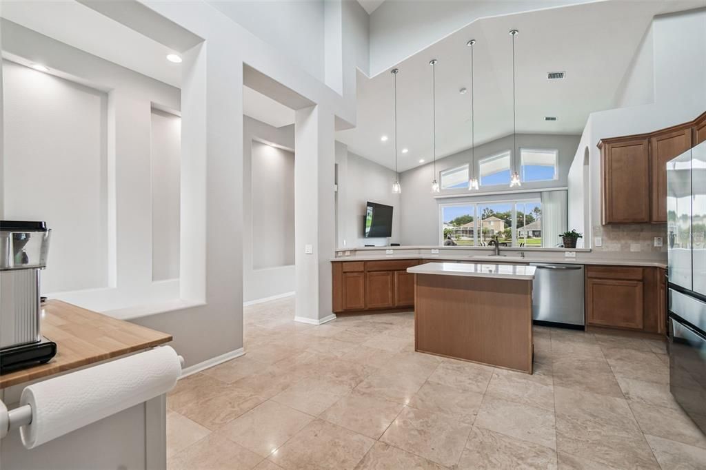 Interior, Kitchen, Pendant Lights, Recessed Lighting, Stainless Steel Appliances