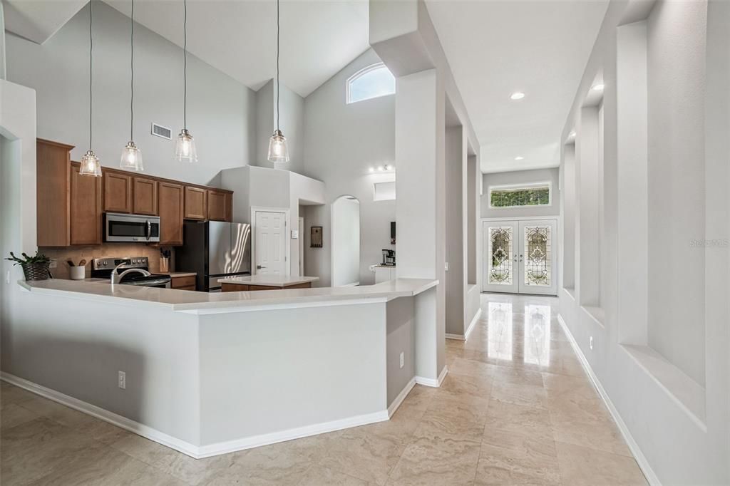 Interior, Kitchen, Pendant Lights, Recessed Lighting, Stainless Steel Appliances