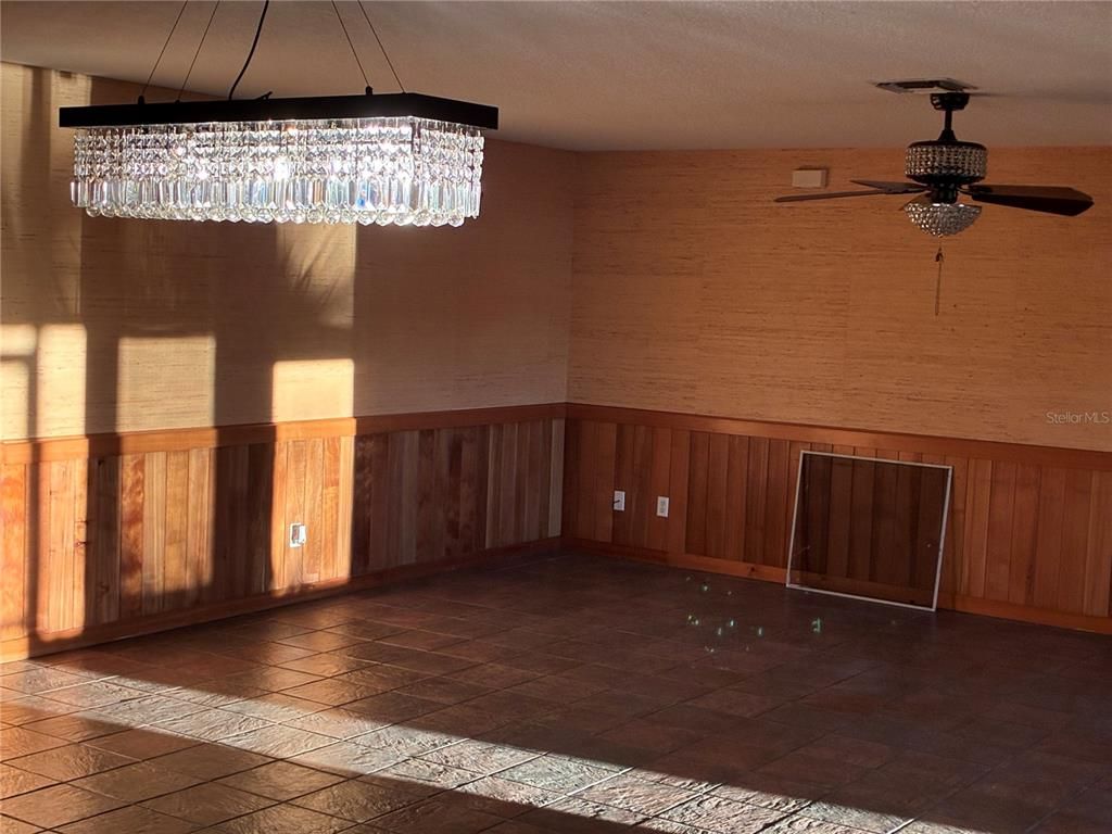 Chandelier, Empty room, Interior, Wooden Walls