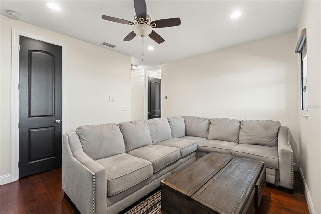 Interior, Living room, Recessed Lighting, Wood Texture Flooring