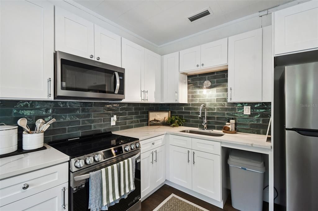 Interior, Kitchen, Stainless Steel Appliances, Wood Texture Flooring
