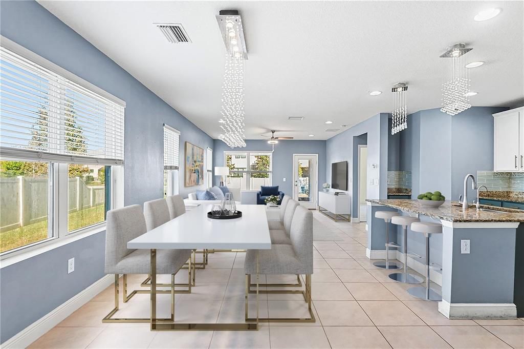 Dining room, Interior, Kitchen, Pendant Lights, Recessed Lighting