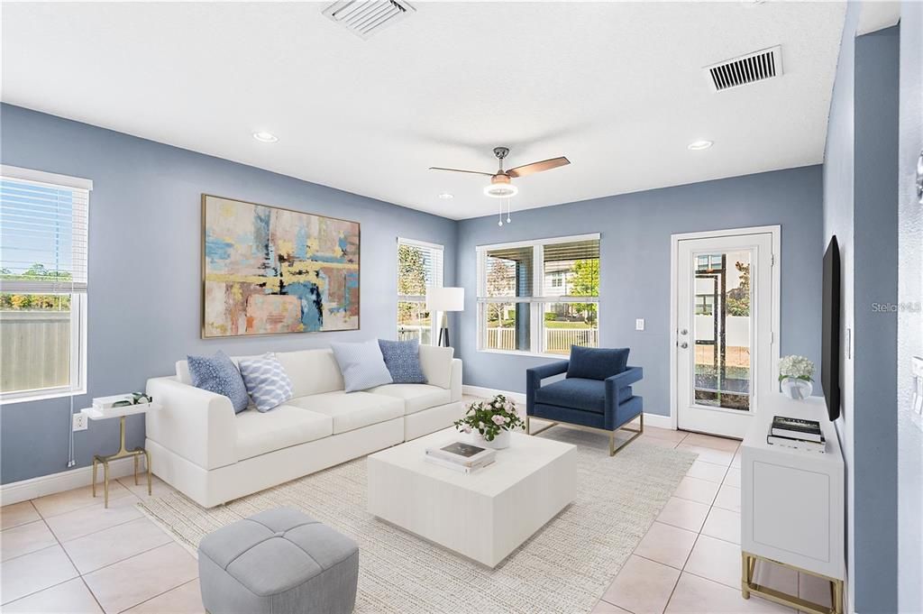 Interior, Living room, Recessed Lighting