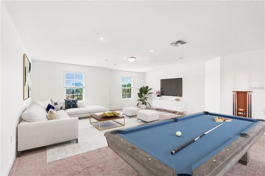 Billiard Table, Game Room, Interior, Living room, Recessed Lighting