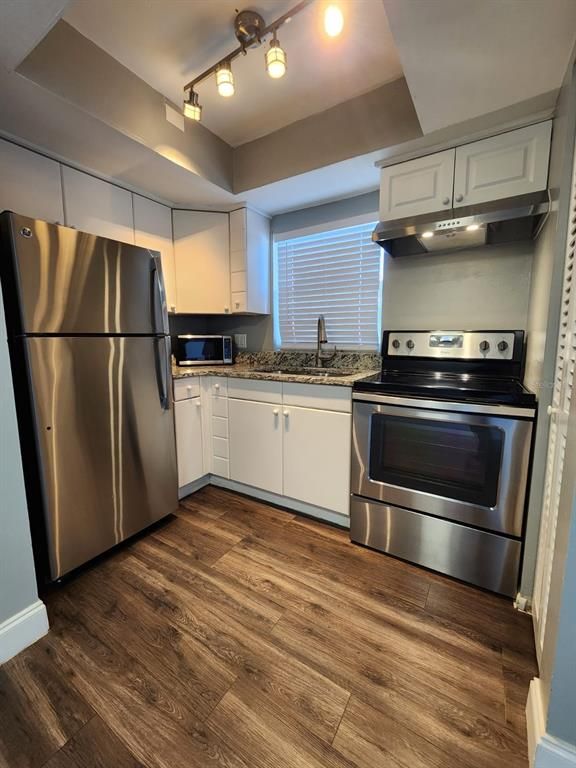 Interior, Kitchen, Stainless Steel Appliances, Wood Texture Flooring
