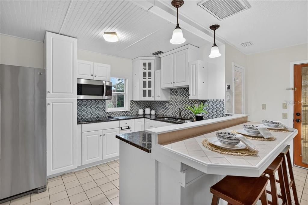 Interior, Kitchen, Pendant Lights, Stainless Steel Appliances, Tile Countertops