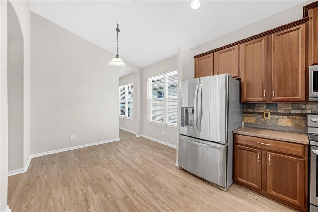Interior, Kitchen, Pendant Lights, Recessed Lighting, Wood Texture Flooring