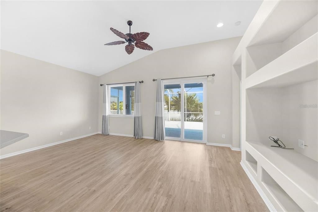 Empty room, Interior, Recessed Lighting, Wood Texture Flooring