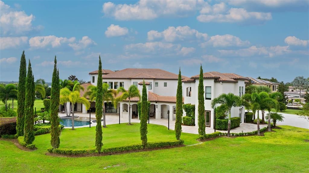 Backyard, Exterior, Facade, Pool, Mediterranean