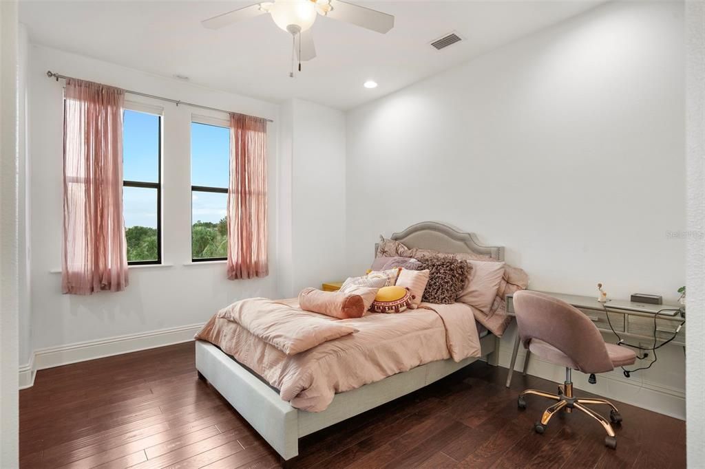 Bedroom, Home Office, Interior, Recessed Lighting, Wood Texture Flooring