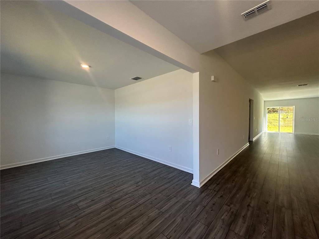 Empty room, Interior, Recessed Lighting, Wood Texture Flooring