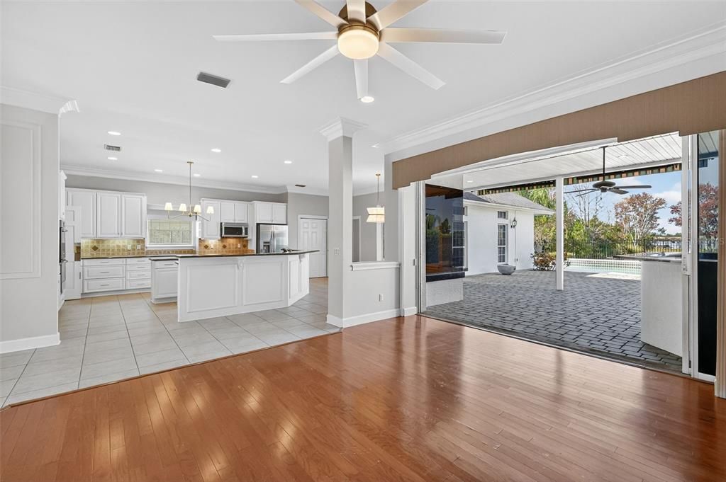 Interior, Kitchen, Pendant Lights, Recessed Lighting, Wood Texture Flooring