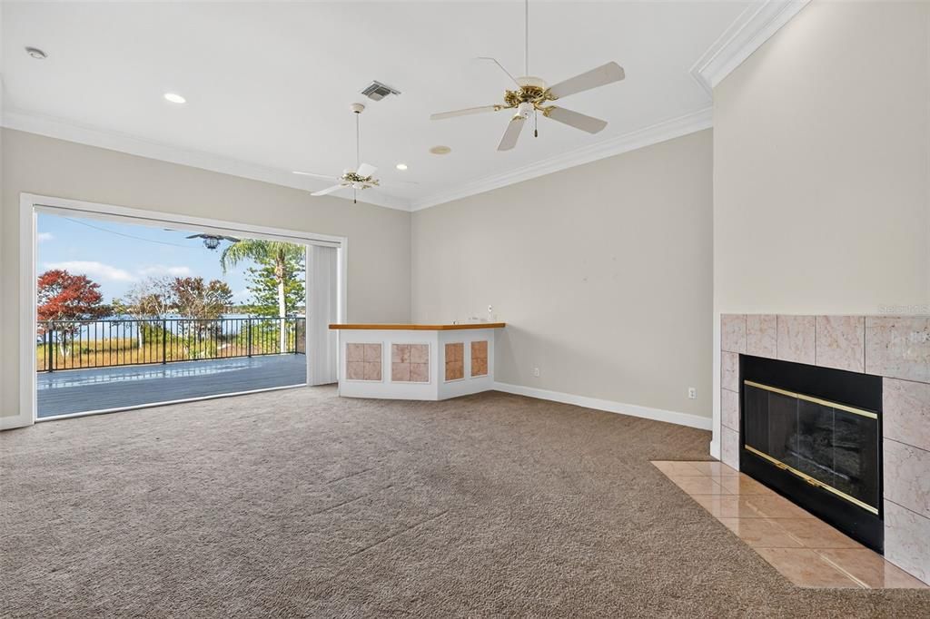 Empty room, Fireplace, Interior, Recessed Lighting