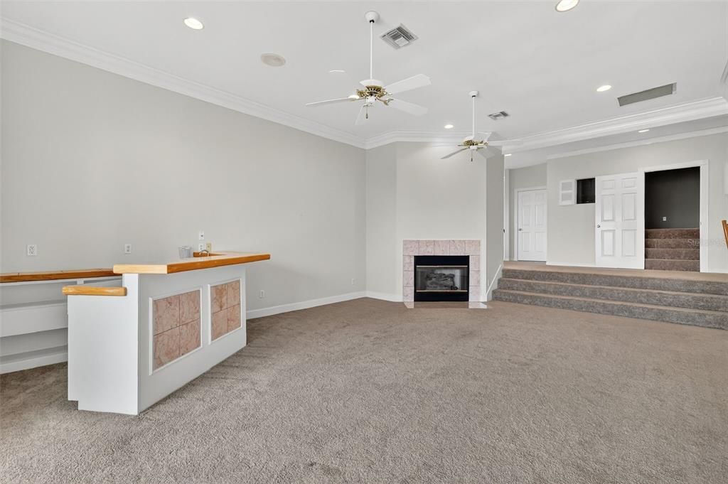 Empty room, Fireplace, Interior, Recessed Lighting