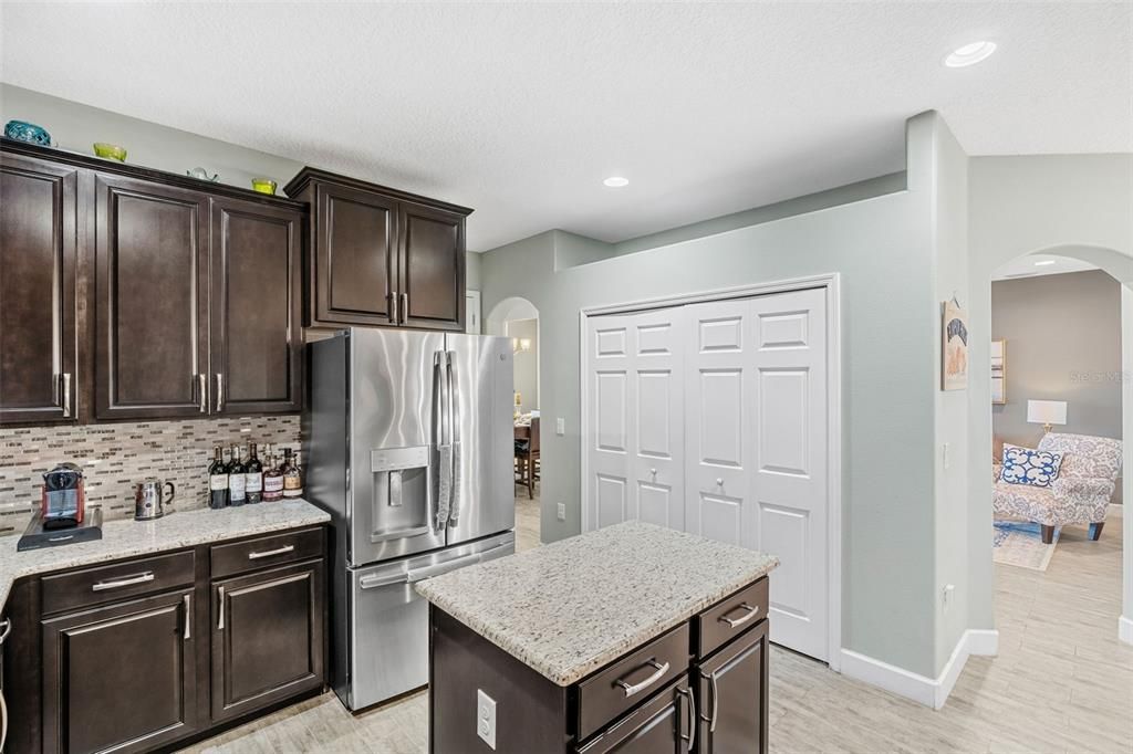 Bedroom, Interior, Kitchen, Recessed Lighting, Stainless Steel Appliances, Wood Texture Flooring