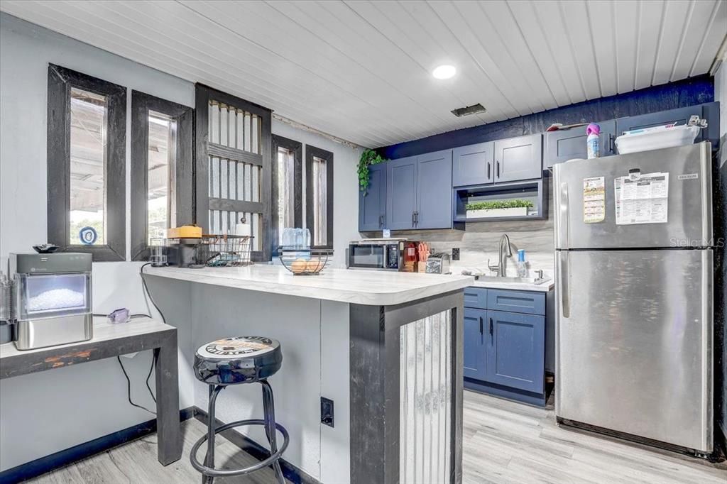 Interior, Kitchen, Recessed Lighting, Wood Texture Flooring