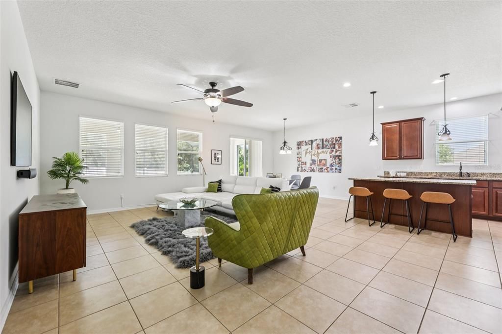 Dining room, Interior, Kitchen, Living room, Pendant Lights, Recessed Lighting