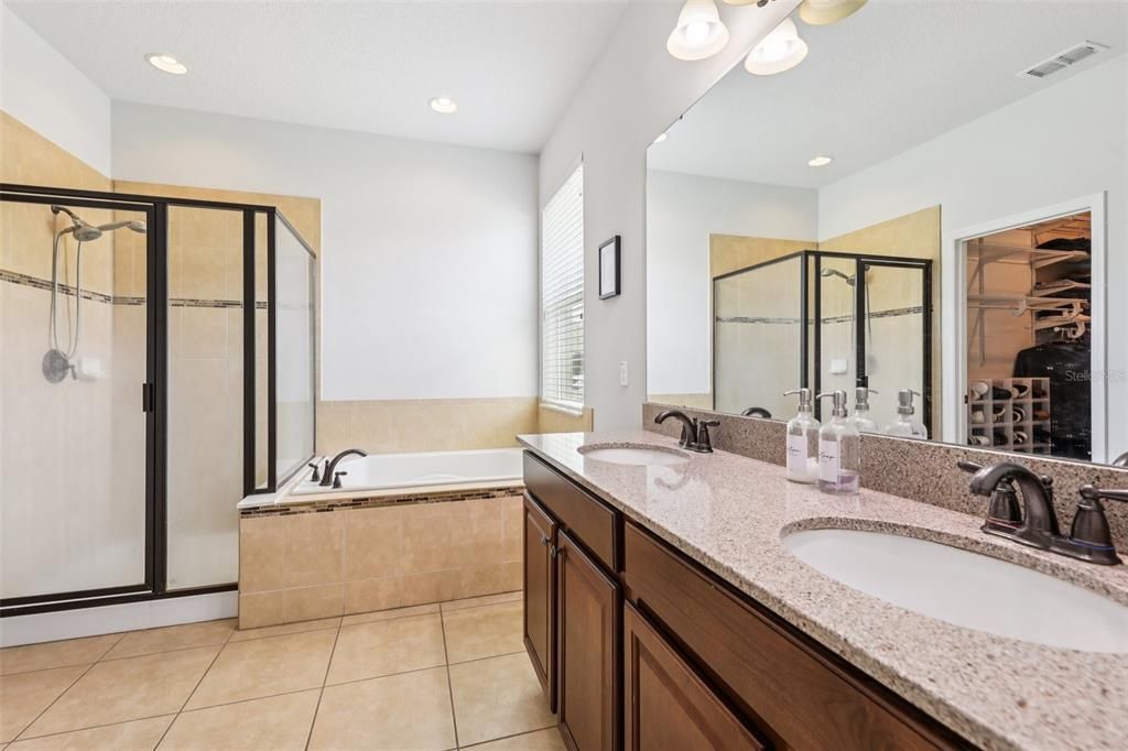 Bathroom, Dual Sink Vanities, Glass Shower, Interior, Recessed Lighting