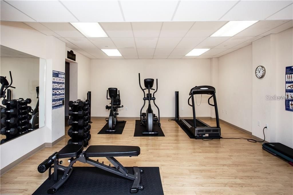 Fitness Equipment, Interior, Recessed Lighting, Wood Texture Flooring