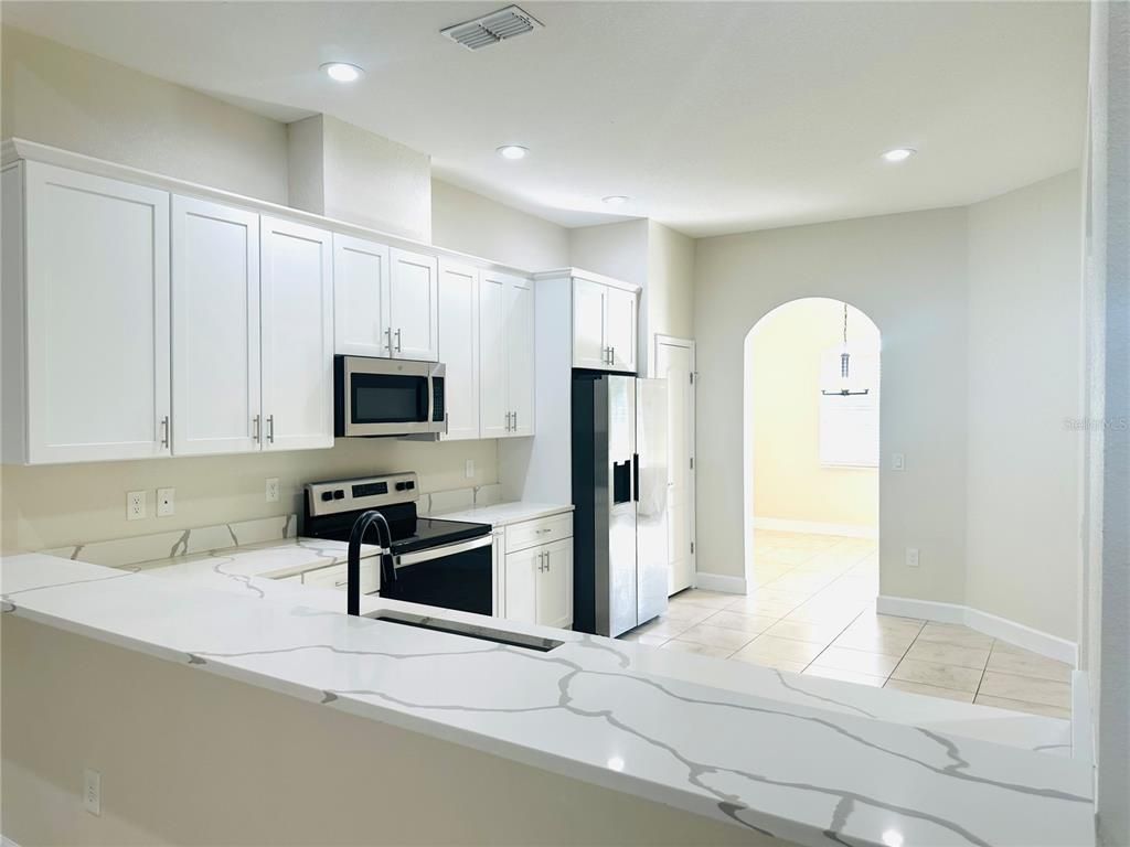 Interior, Kitchen, Marble, Recessed Lighting