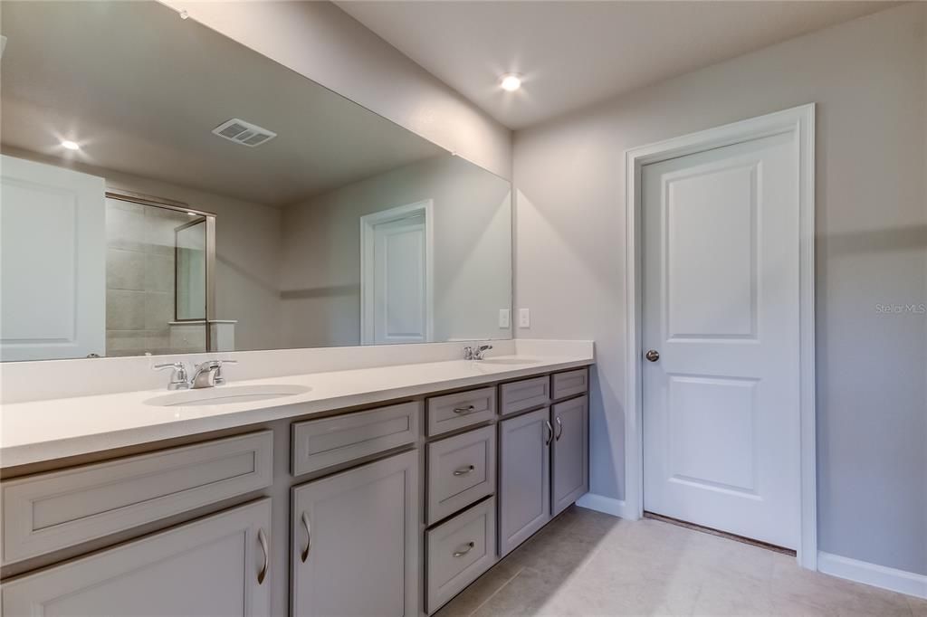 Bathroom, Dual Sink Vanities, Glass Shower, Interior, Recessed Lighting