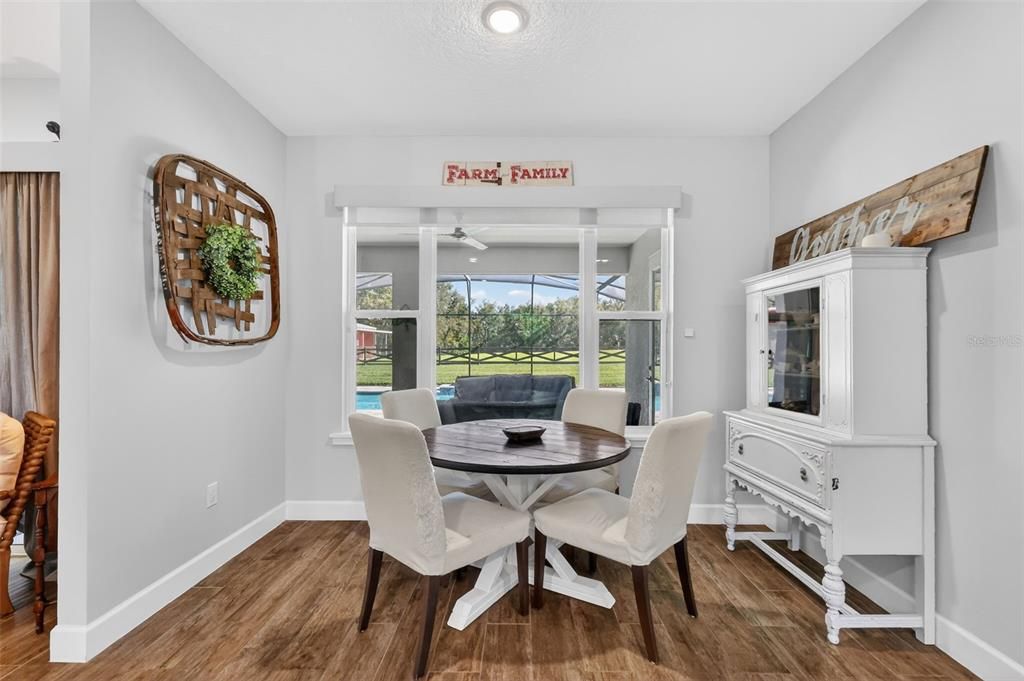 Dining room, Interior, Recessed Lighting, Wood Texture Flooring