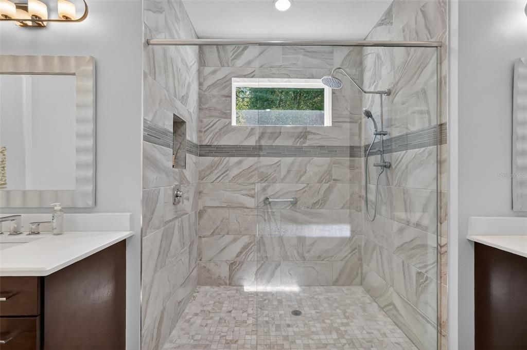 Bathroom, Glass Shower, Interior, Marble Walls