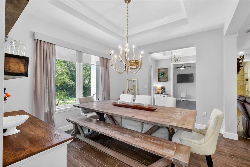 Chandelier, Dining room, Interior, Wood Texture Flooring