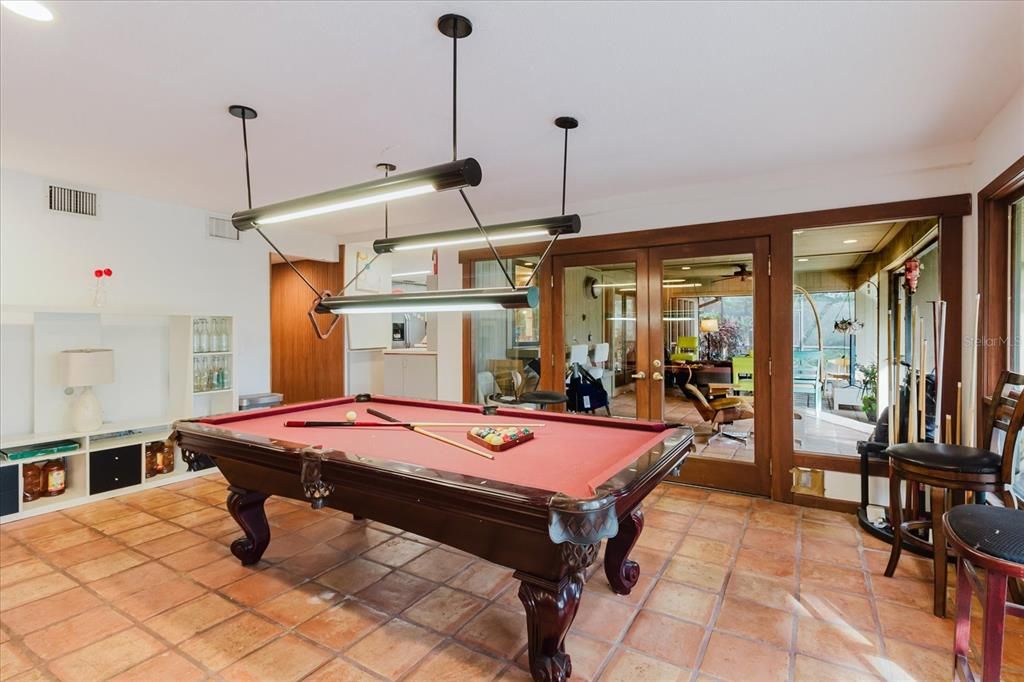 Billiard Table, Game Room, Interior, Pendant Lights, Recessed Lighting