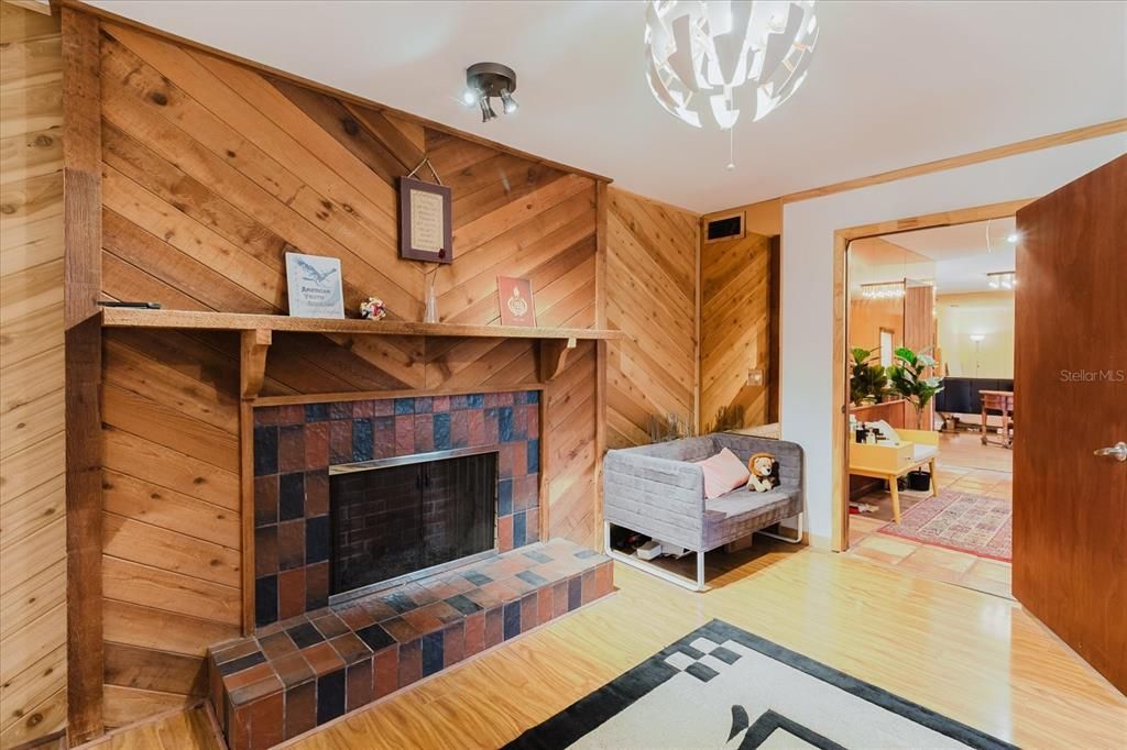 Fireplace, Interior, Wood Texture Flooring, Wooden Walls