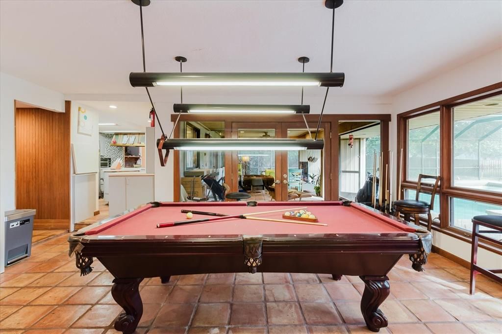 Billiard Table, Game Room, Interior, Pendant Lights, Recessed Lighting
