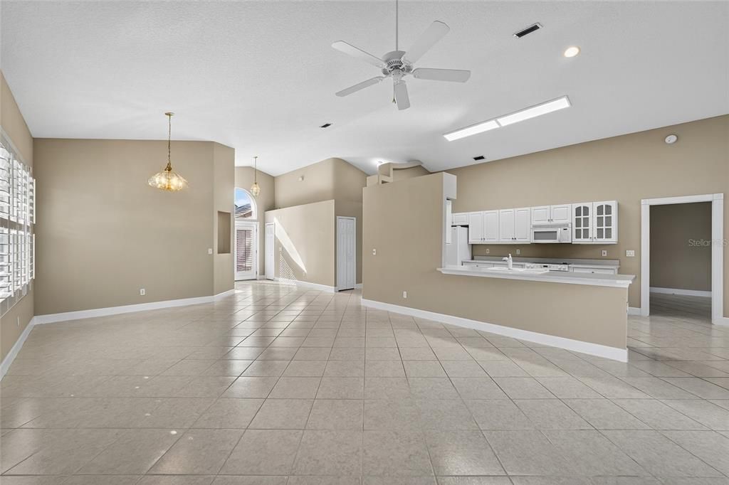 Empty room, Interior, Kitchen, Pendant Lights, Recessed Lighting